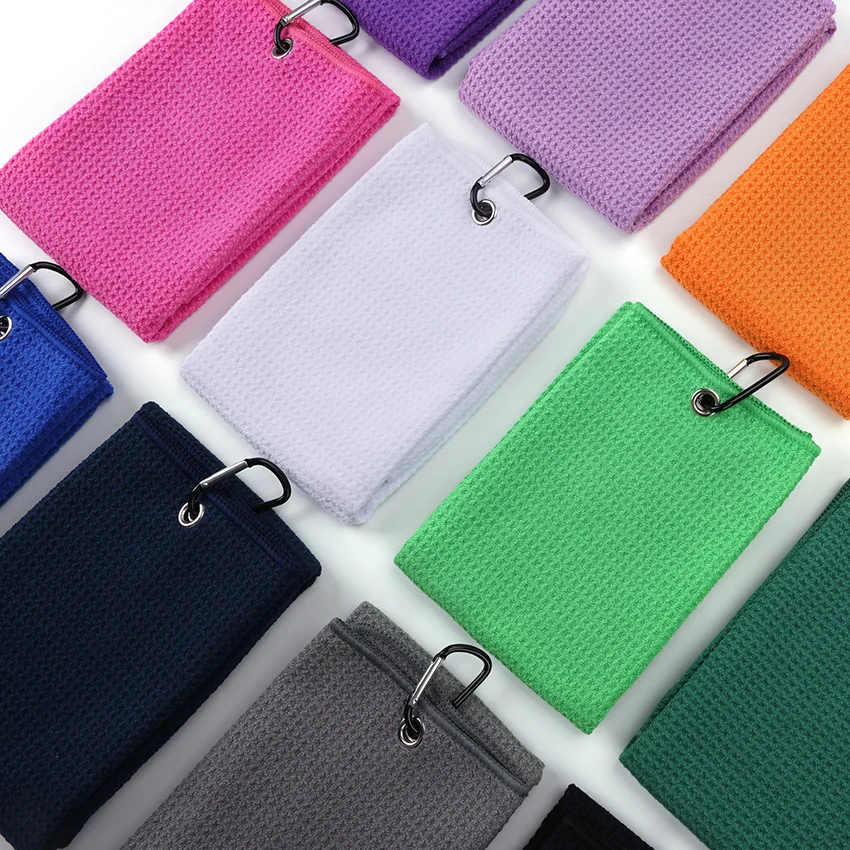 40*60CM Cotton High Water Absorption Microfiber Cleaning Towels Golf Towel with Carabiner Hook Cleans Clubs Golf Training Aids