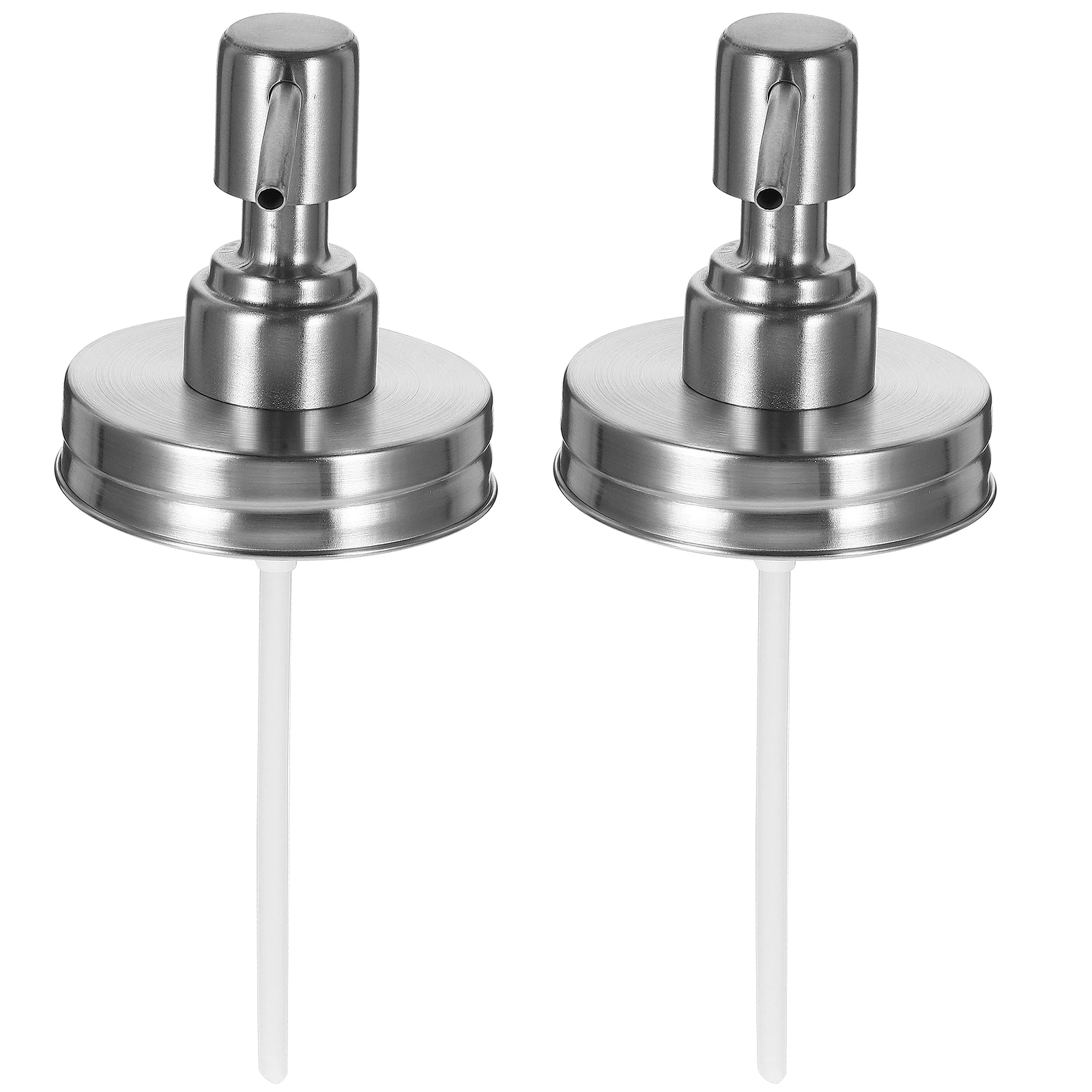 

2pcs Glass Jar Pump Head 7cm Mouth Mason Metal Canning Dispenser Lid 304 Stainless Steel Bottle Shower Bathroom Lotion Shampoo