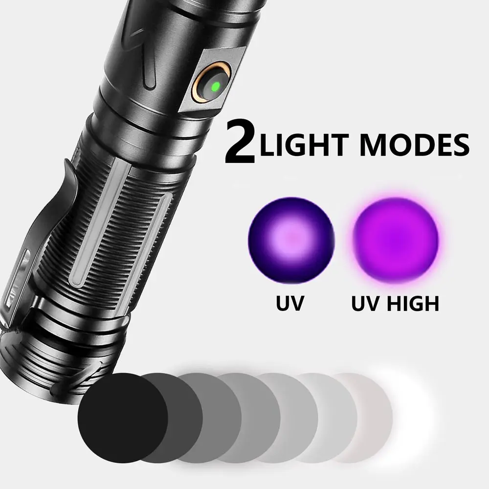 30W UV Flashlight 365nm Black Mirror Torch 3led Flashlamp Ultraviolet Ink Dryer Money Fluorescer Detector Purple Light Torch