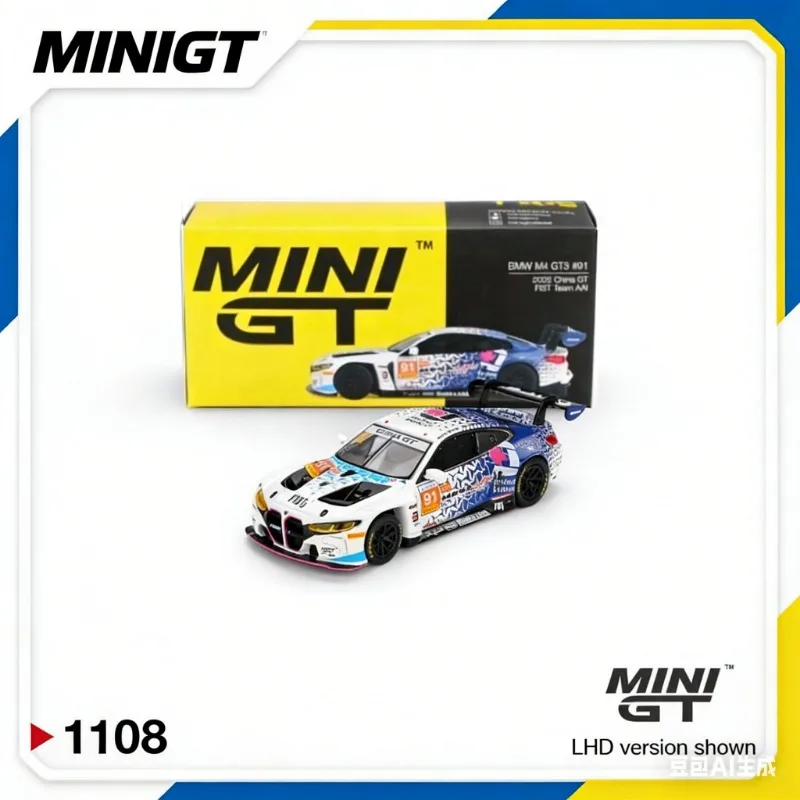 

MINIGT 1:64 BMW M4 GT3 1108 Alloy Die-Cast Car Model Static Simulation Display Item Adult Collectible Boys' Toy