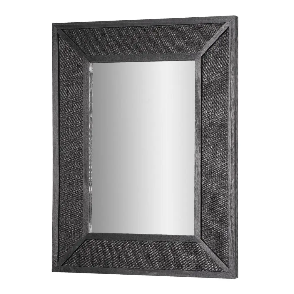 18 x 24 Rectangle Vanity Mirror Black Wooden Framed Wall Decor Set of 1