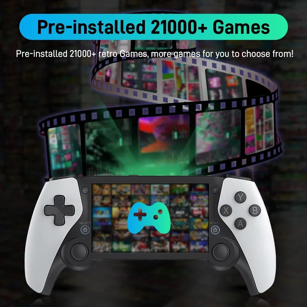FLLAPT 4.3 بوصة عالية الوضوح M25 وحدة تحكم ألعاب محمولة باليد Emulec OS، 21000 لعبة، مناسبة لـ PS1/PSP/FC/GB/GBA/MD