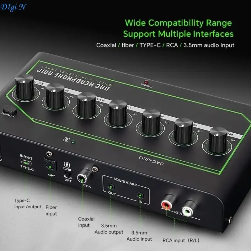 DAC Gaming Headphone Amplifier Bluetooth Low Noise, Connection To Mobile Phone And Computer