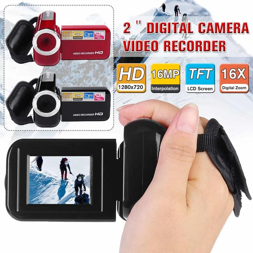 HD Digital Video Camera Camcorder 16MP Night Vision Recording 16X Digital Zoom 2inch LCD Display Screen Handheld Mini DV Camera