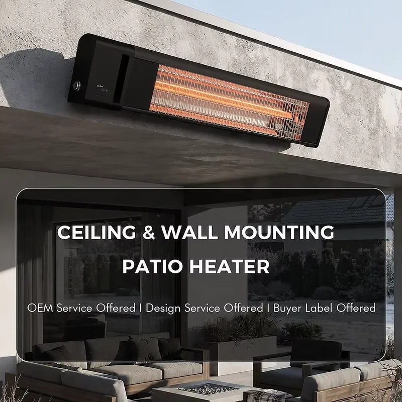 Electric Wall Mounted Heater Remote Control Outdoor Patio Heating Device Energy Saving Indoor Room Warmer Silent Operation