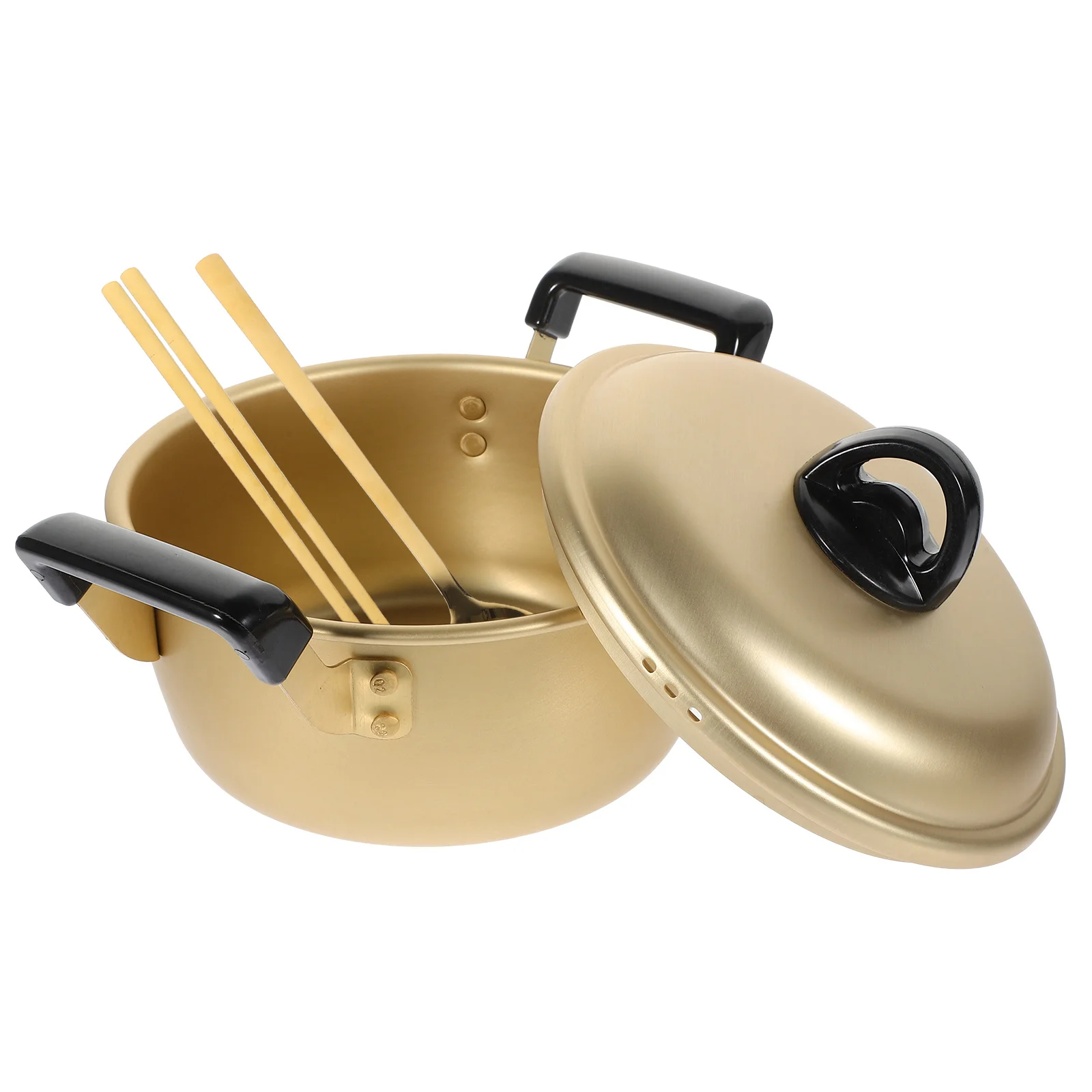 

Aluminum Ramen Pot Korean Style Noodle Soup Cooker with Lid for Kitchen Stew Lobster Egg Fast Heating Double Handle Design