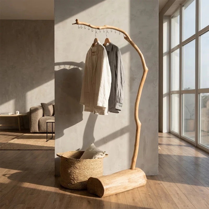 Wood Automatic Clothes Rack Compact Minimalist Vintage Apartments Wall Clothes Rack Nordic Luxury Appendiabiti Furniture Home
