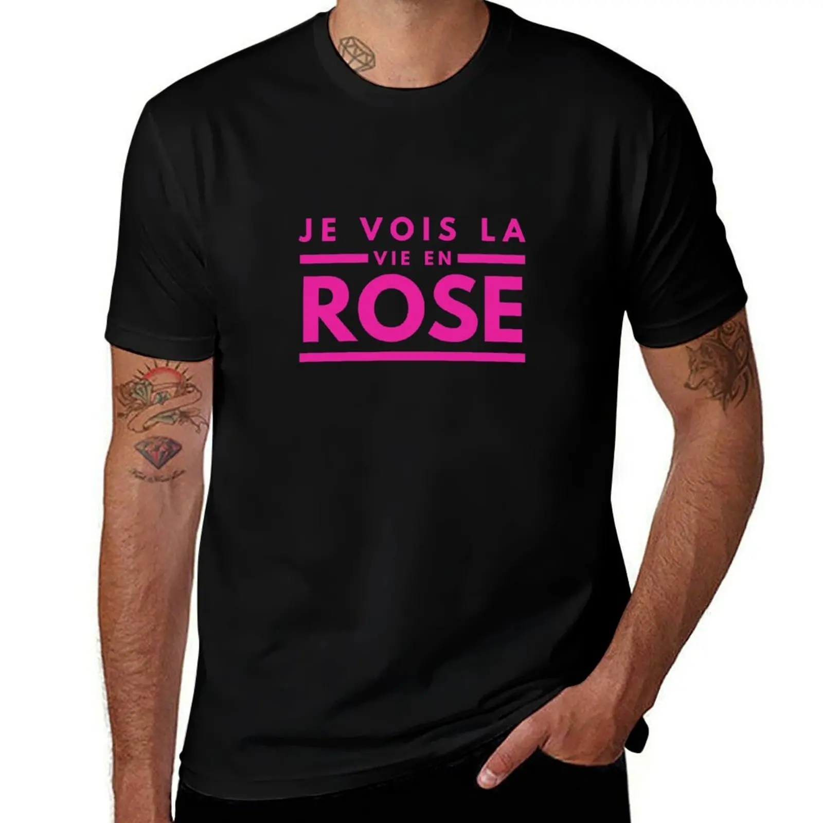 Je vois la vien en Rose T-Shirt summer clothes designer shirts plus size tops mens big and tall t shirts