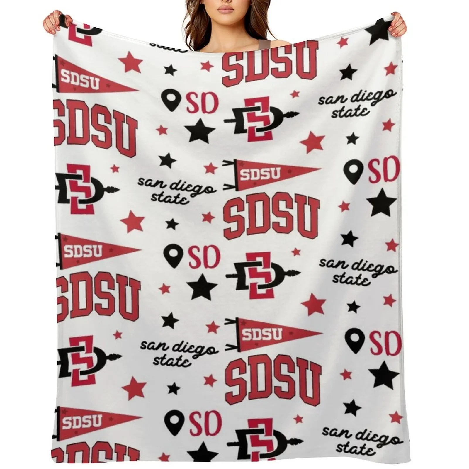 

sdsu - san diego state sticker pack Throw Blanket valentine gift ideas Decorative Beds Shaggy Luxury Designer Blankets