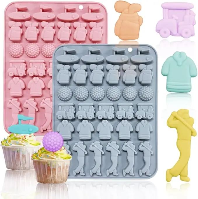 

32-hole 3d Golf Ball Silicone Mold Sports Silicone Fondant Candy Chocolate Mould Golf Bags Shirts Golfer Baking Cake Decoration