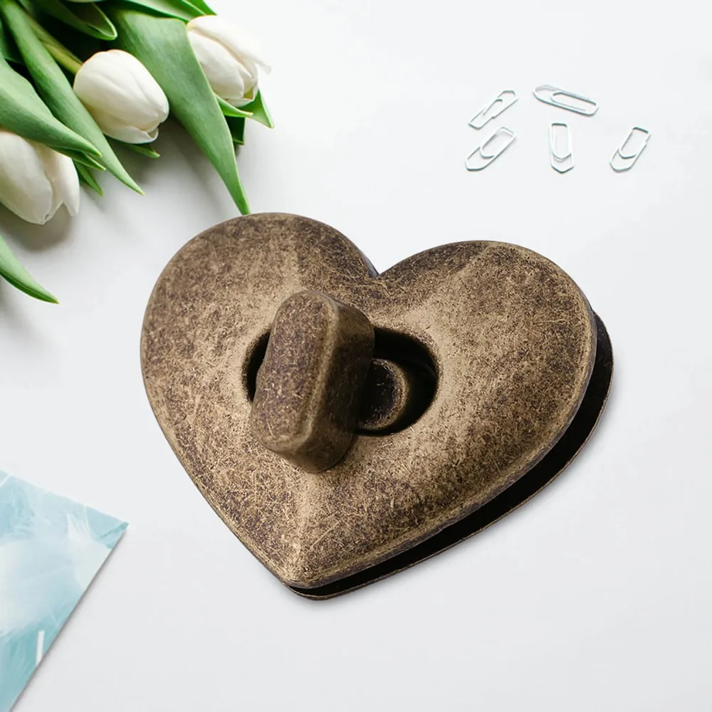 5pcs Locks Heart Shaped Metal Clasp Silver Bronze Turn Lock Zinc alloy 3.2x2.6cm Size Hardware Accessory DIY Craft