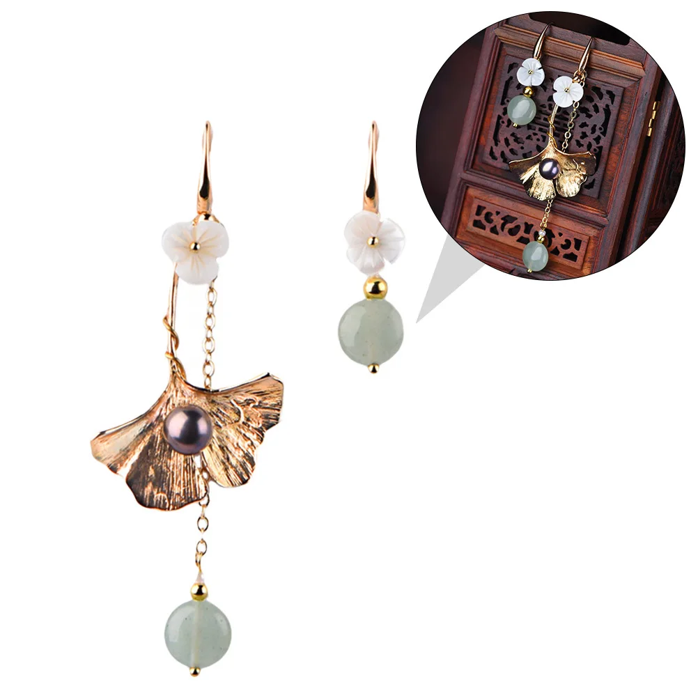 

1Pair Asymmetrical Flower Earrings Exquisite Durable Lightweight Women Ear Pendants Party Banquet Accessories Flower Earring