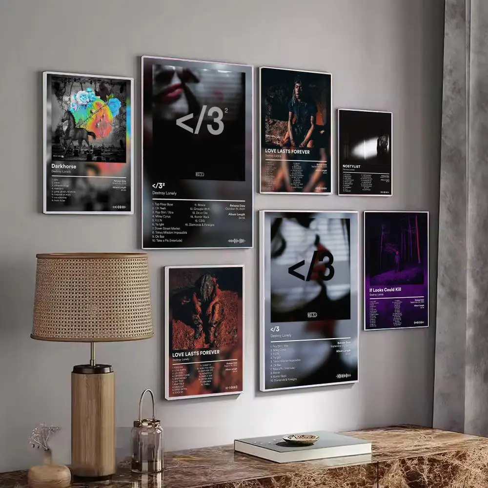 Rap Music Album D-Destroy Lonely Poster Decorative Stickers Wall Art Mural Photo Design for Home Living Room Hallway Decor Gift