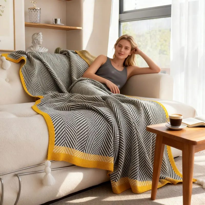 Nordic Chunky Knit Throw Blanket, Multi-Use Sofa Office Nap Blanket, Cozy Fall Winter Car Travel Bed Runner, Soft Warm Gift