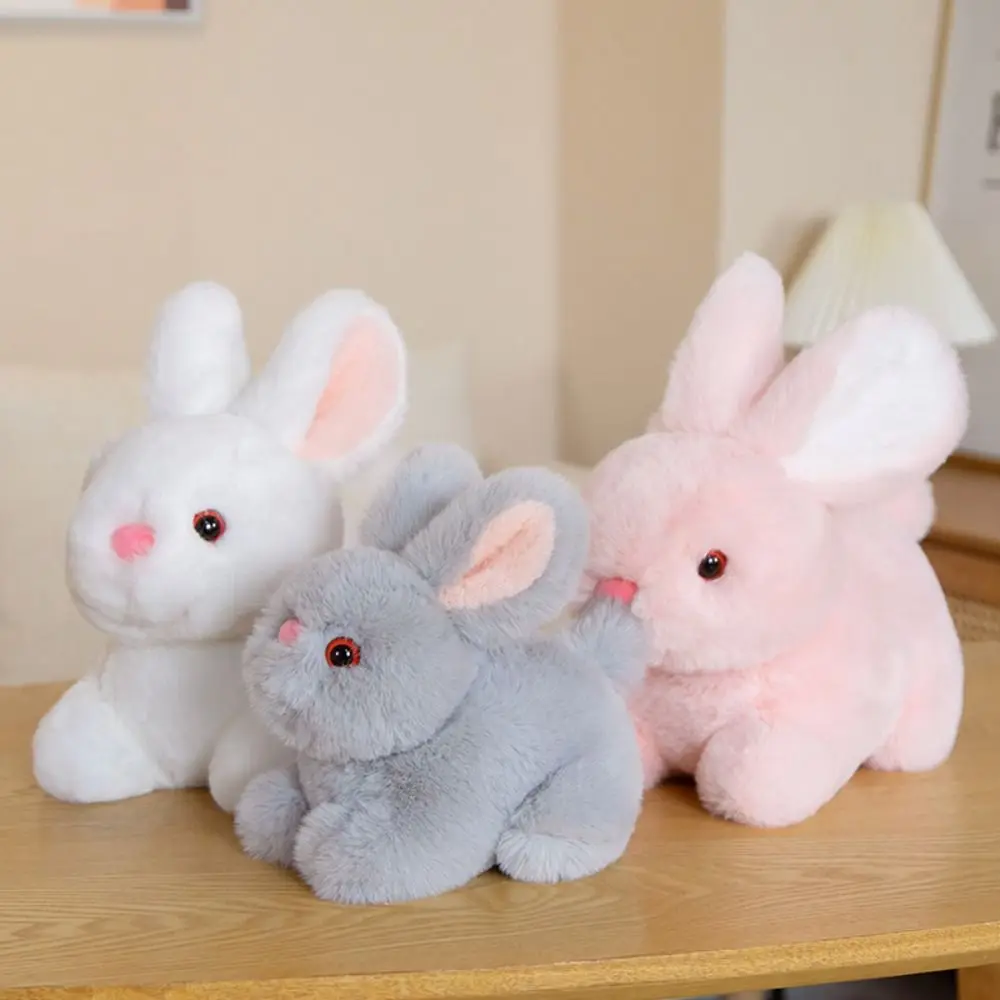 15-30cm Cartoon Fluffy Rabbit Bunny Plush Toys Lovely Lying Rabbit Dolls with Keychain Children Kids Girl Birthday Gifts