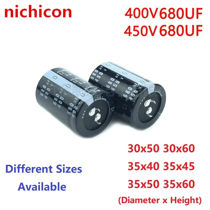 2Pcs/Lot Nichicon 400v680uF 450V680uF 30x50/60 35x40/45/50/60 Snap-in PSU Capacitor