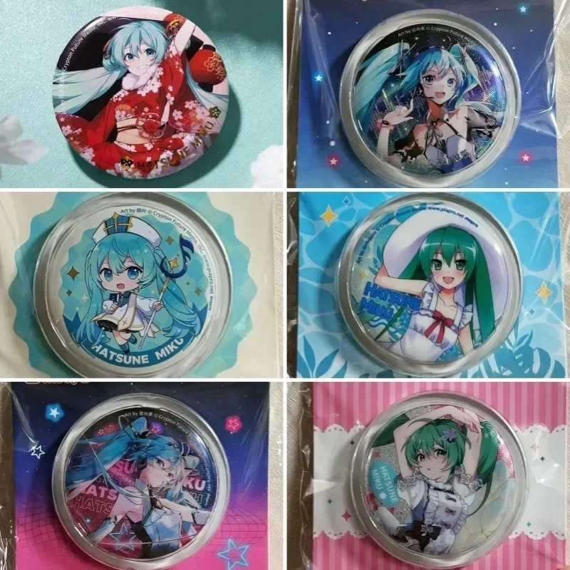 Kawaii Hatsune Miku Reflective Badge Anime Cute Cartoon Laser Brooch Collectible Birthday Gift Diy Backpack Clothes Accessories