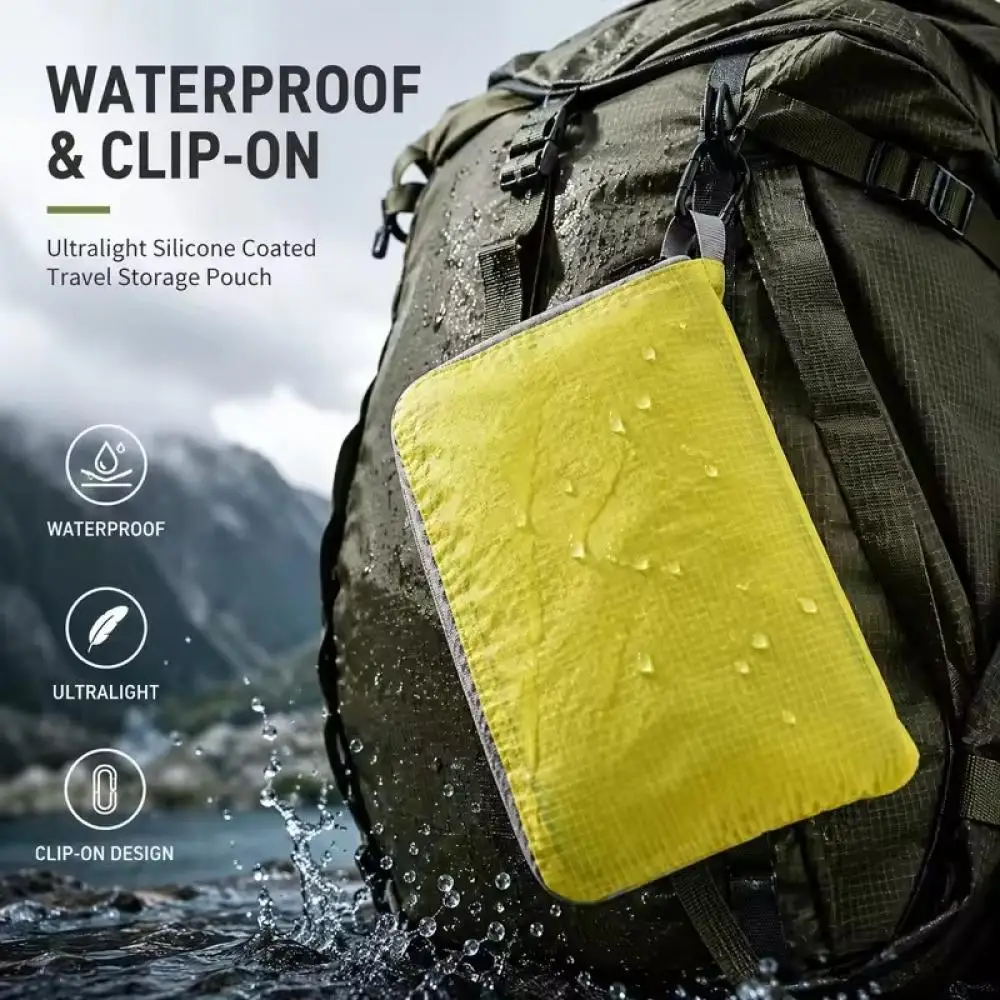 Ultralight Waterproof Travel Storage Bag Silicone Coated Nylon Organizer Pouch Clip On Camping Hiking Backpack Gear Packing Bag