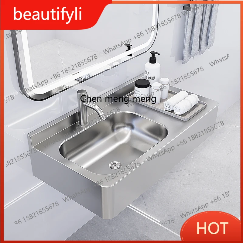 

A139 304 stainless steel integrated washbasin with countertop hand washbasin wall-mounted washbasin