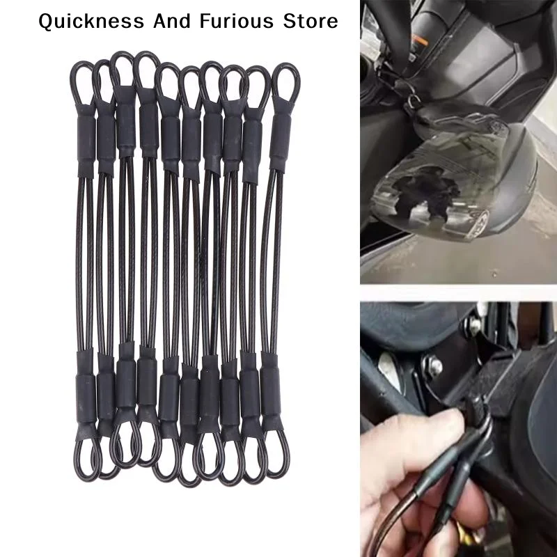 【MO】2/5/10Pcs Stainless Steel Helmet Anti-theft Lock Rope Security For Motorcycle Helmet Protector Rope Line Helmet Strap
