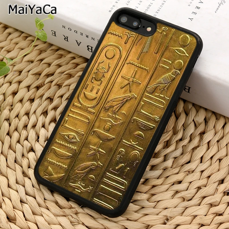 MaiYaCa Egyptian Hieroglyphics Symbols Phone Case For iPhone 16 15 14 11 12 13 Pro MAX 6 7 8 Plus coque Shell