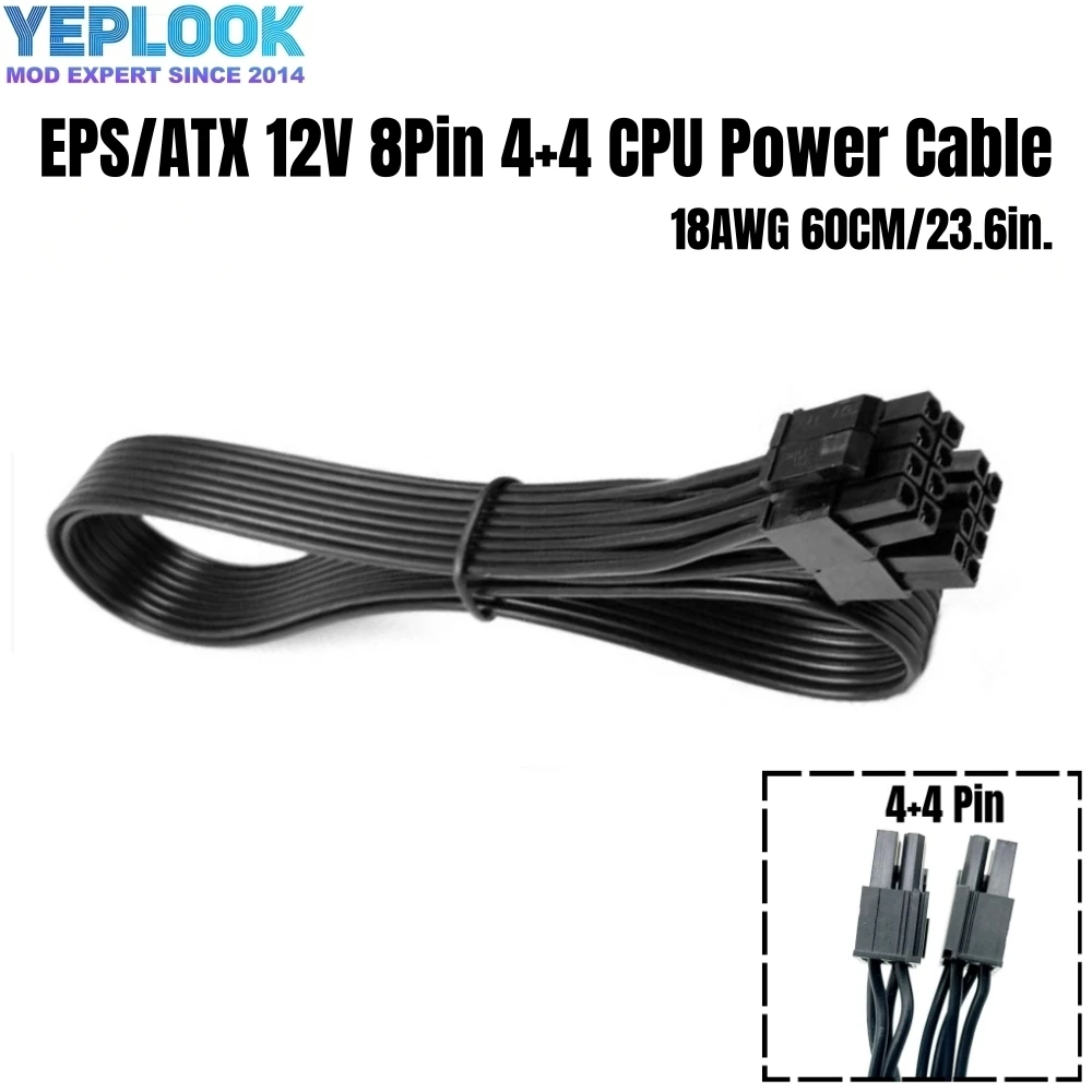 EPS/ATX12V CPU Power Cable 8Pin 4+4Pin for Corsair CX850M, CX750M, CX650M, CX600M, CX550M, CX500M, CX450M, CX430M Modular Power