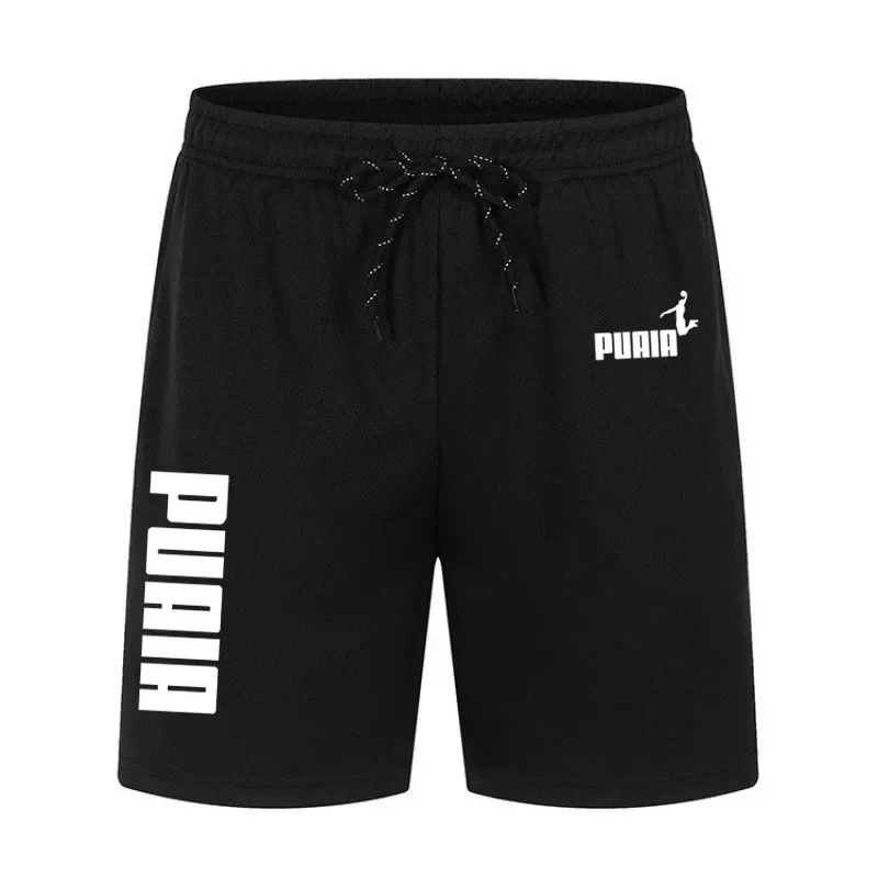 Summer men's casual shorts New polyester mesh shorts Four seasons gym fitness breathable stretch rope running shorts