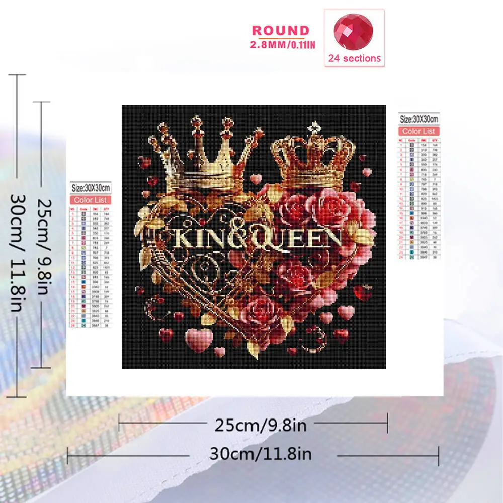 Evershine Landscape Diamond Mosaic Love Heart Flower Diamond Painting King Queen DIY Crown Craft Holiday Gifts