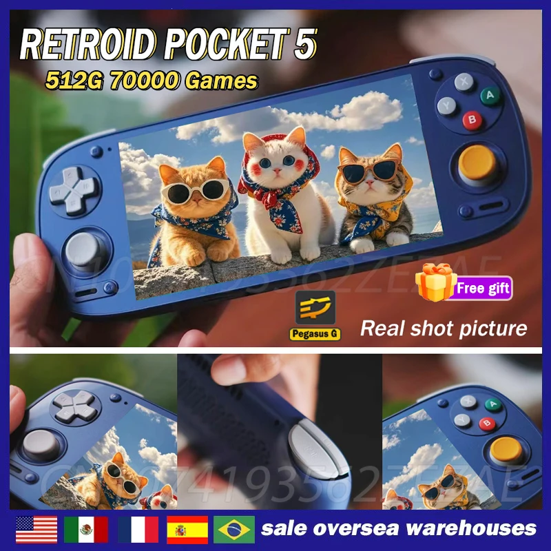 Retroid Pocket 5 Retro Handheld Game Console Video Player 5.5Inch HD Touch Screen 8G+128G Android13 PSP PS2 Game High-end gift