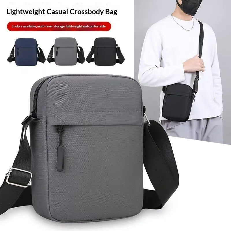Waterproof Oxford Cloth Crossbody Bag Multi-Layer Vertical Casual Lightweight Single Shoulder Bag for Outdoor Activities