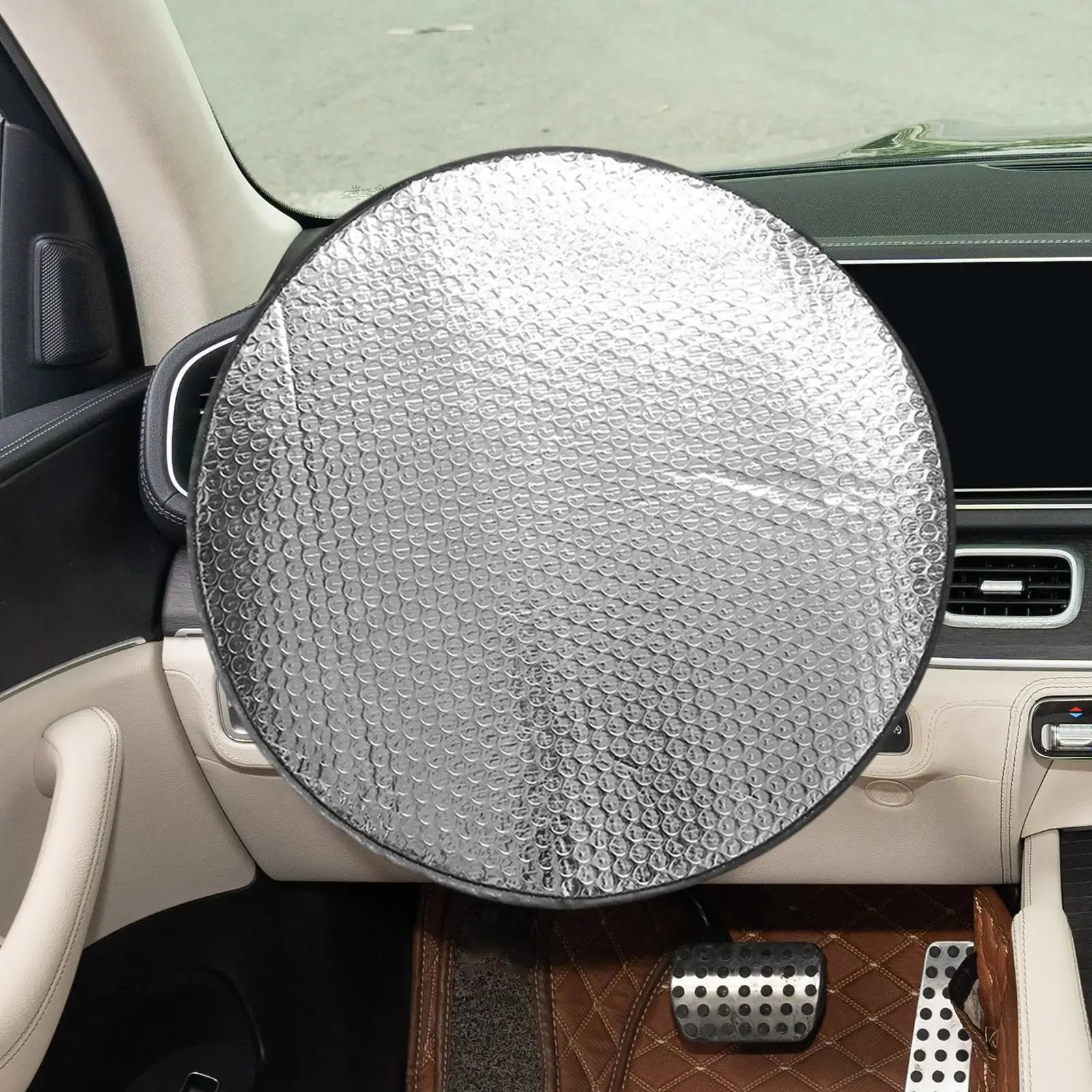 Steering Wheel Sun Shade Cover Car Parts Summer Steering Wheel Sun Heat Shield Steering Wheel Sun Block for Car Truck Van 40cm