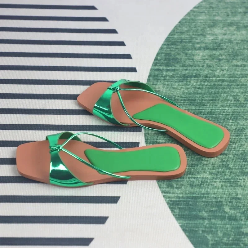 Women\'s summer footwear 2025 fashion designer sandals for ladies sexy thin strap casual beach flat heels shallow female shoes