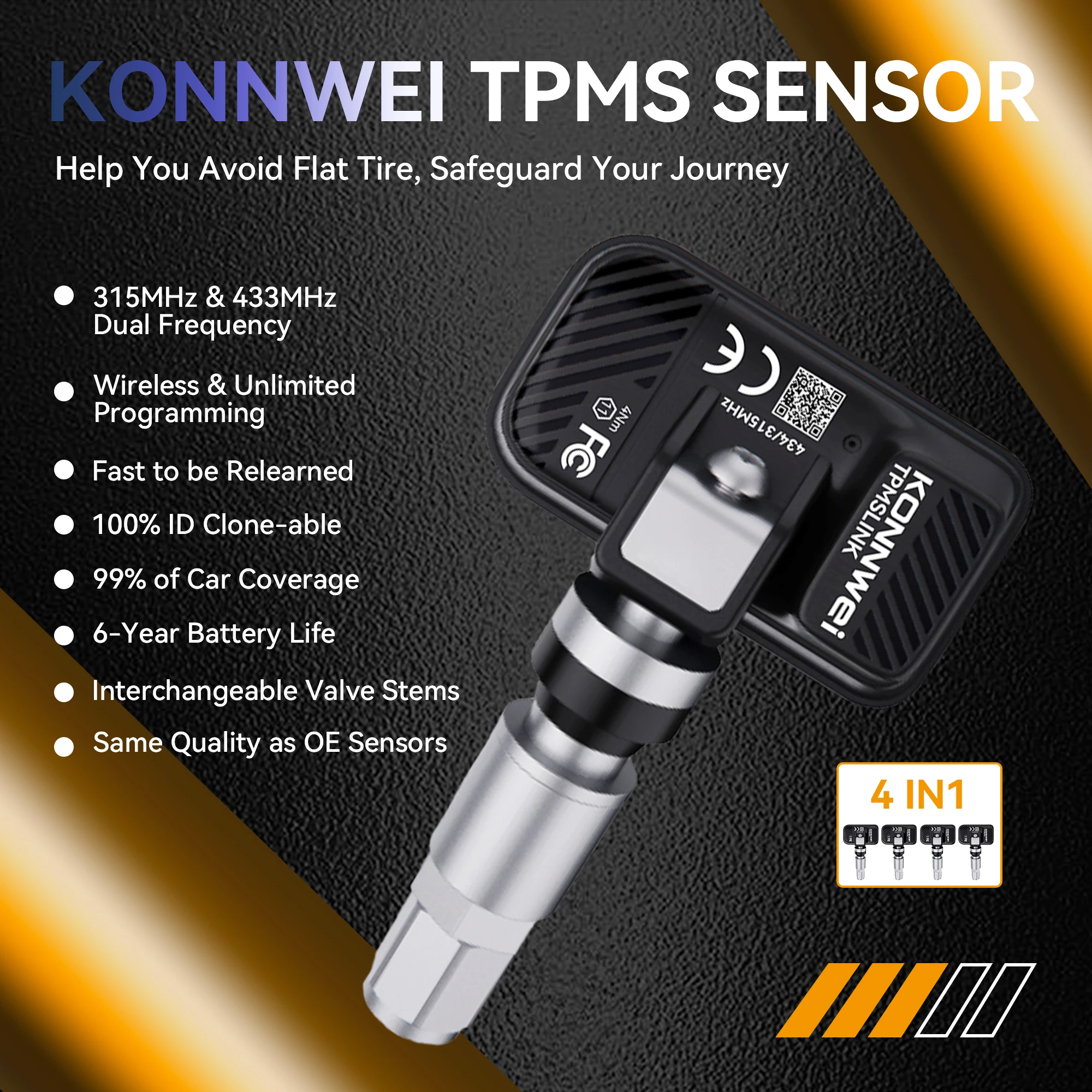 Automotive TPMS Tool Scanner, 315/433MHz Tire Pressure Sensor Diagnostic Tool, OBD Relearn Reset Programmer for Universal Car