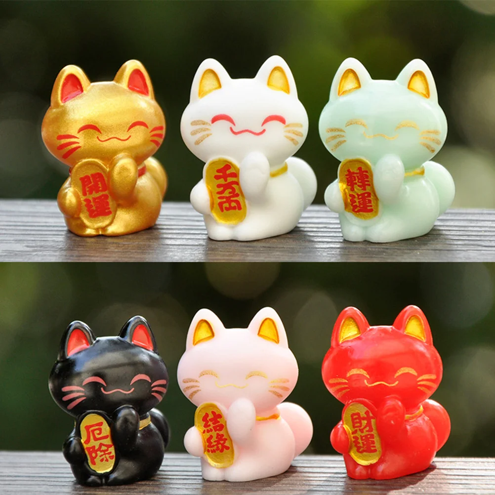 18 قطعة الراتنج مصغرة محظوظ القط الحديقة شرفة ديكور المشهد الصغير تماثيل صغيرة للحيوانات الديكور التماثيل القط #3