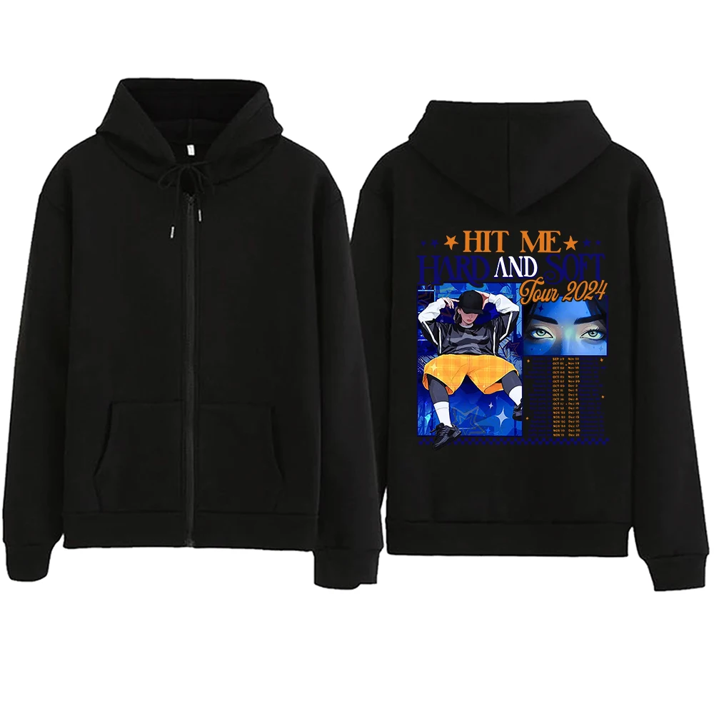 

Billie Hit Me Hard And Soft Tour 2024 Zipper Hoodie Harajuku Sweatshirt
