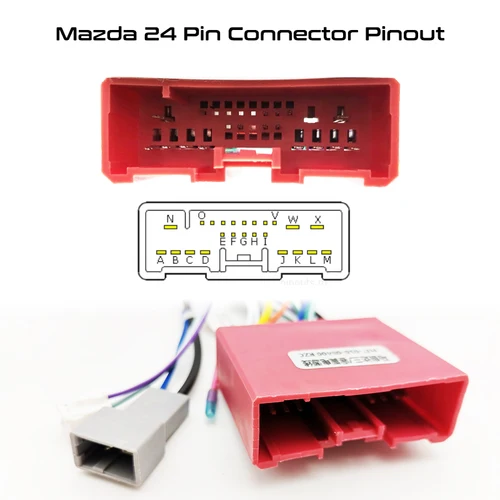 Imagen 2 del producto Adaptador de arnés decodificador CAN Bus, conector de 16 pines a 24 pines, antena de Radio, Cable de cableado Android para Mazda 6 GH1/GH2 3 BL BM CX7
