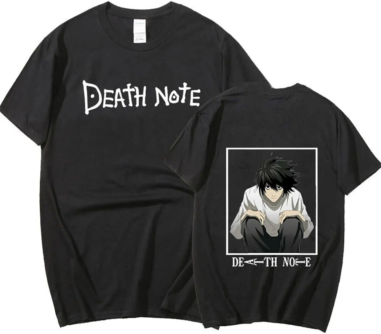 

Death Note T-Shirt L·Lawliet Yagami Light Cosplay T-Shirt Unisex Rundhalsausschnitt Kurzarm T-Shirts für Männer Frauen