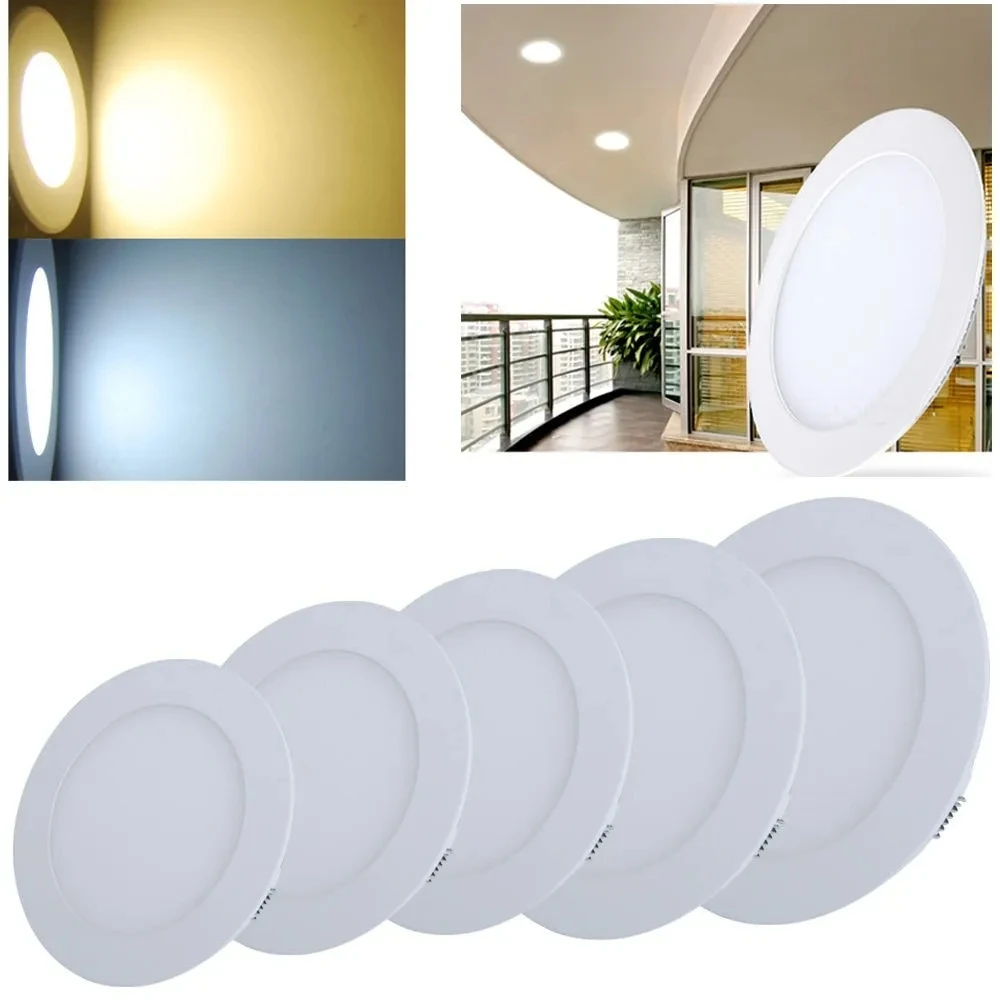 Dimmable LED Panel Light Ultra Thin Ceiling Recessed Downlight 3w 4w 6w 9w 12w 15w 25w Round LED Spot Light AC85-265Ving