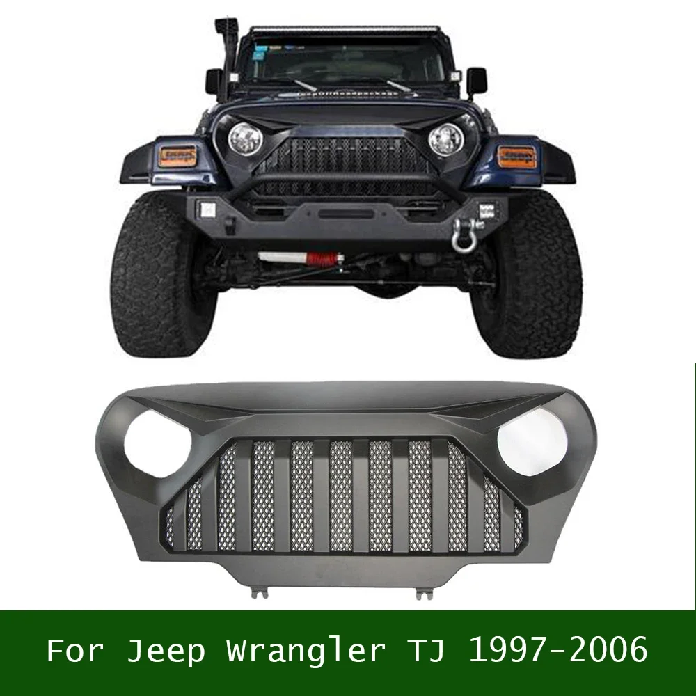 

For Jeep Wrangler TJ 1997-2006 Auto 4X4 Off Road Parts Mesh Trim Grilles Car Racing Grill Cover Front Bumper Hood Grille Cover