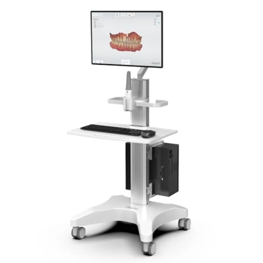 

Medical Trolley Cart with Monitor Mount Oral Scanner Holder Height-Adjustable Mobile Workstation for Dental Clinics, Hospitals