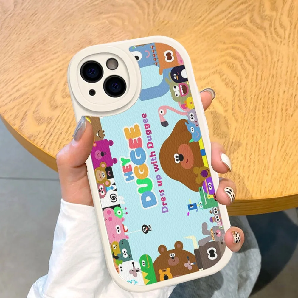 حافظة هاتف Hey Duggee من الجلد الصلب لهاتف آيفون 16 15 14 13 12 Mini 11 14 Pro Max Xs X Xr 7 8 Plus Fundas