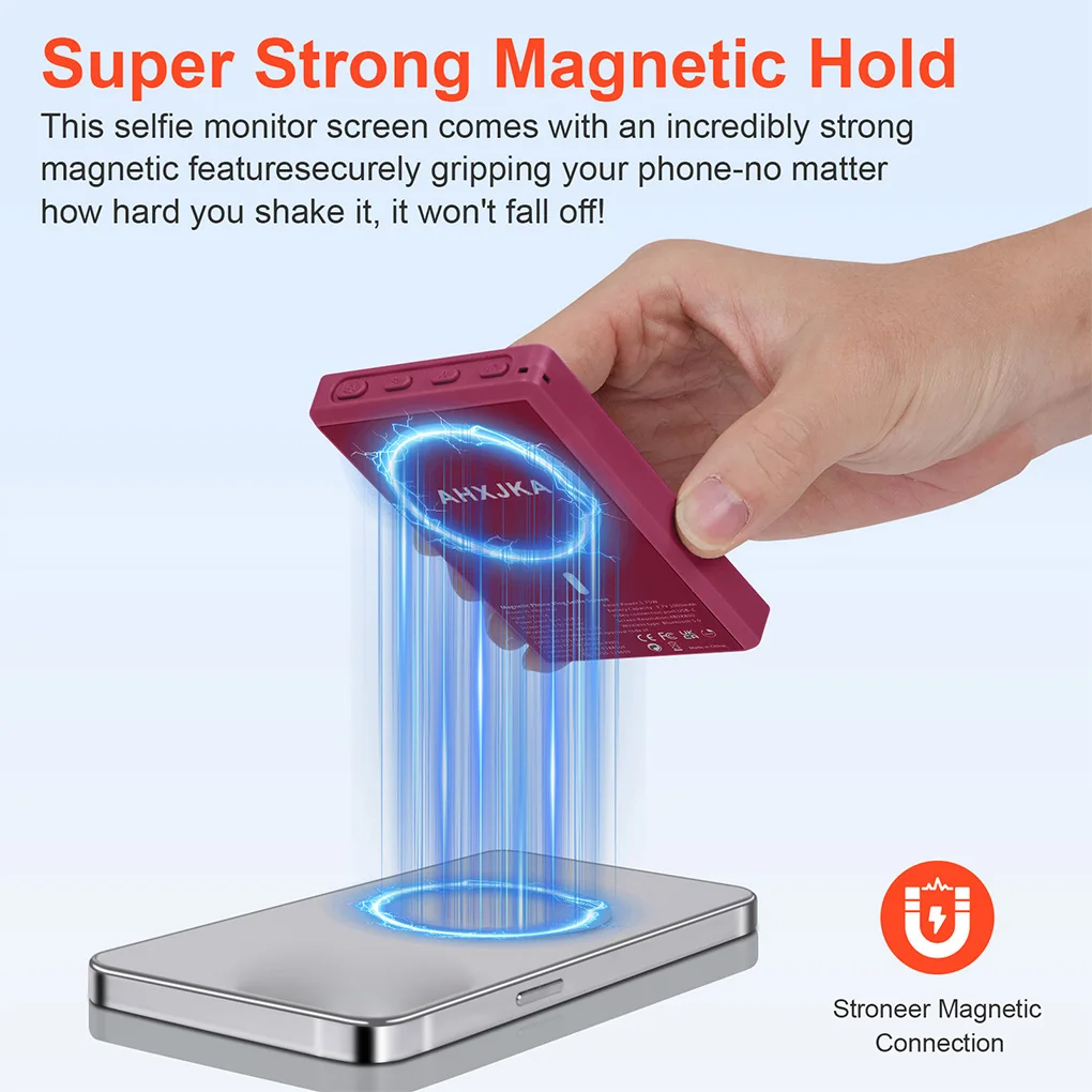 

Portable Wireless Magnetic Phone Selfie Monitor Screen for Smartphone Rear Camera Selfie Vlog Live Stream Real-time Display
