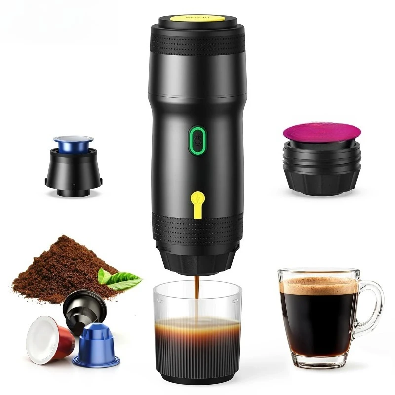 Portable Electric Espresso Machine, Car Self-Heating Coffee Maker with USB-DC, Travel Coffee Machine for Camping