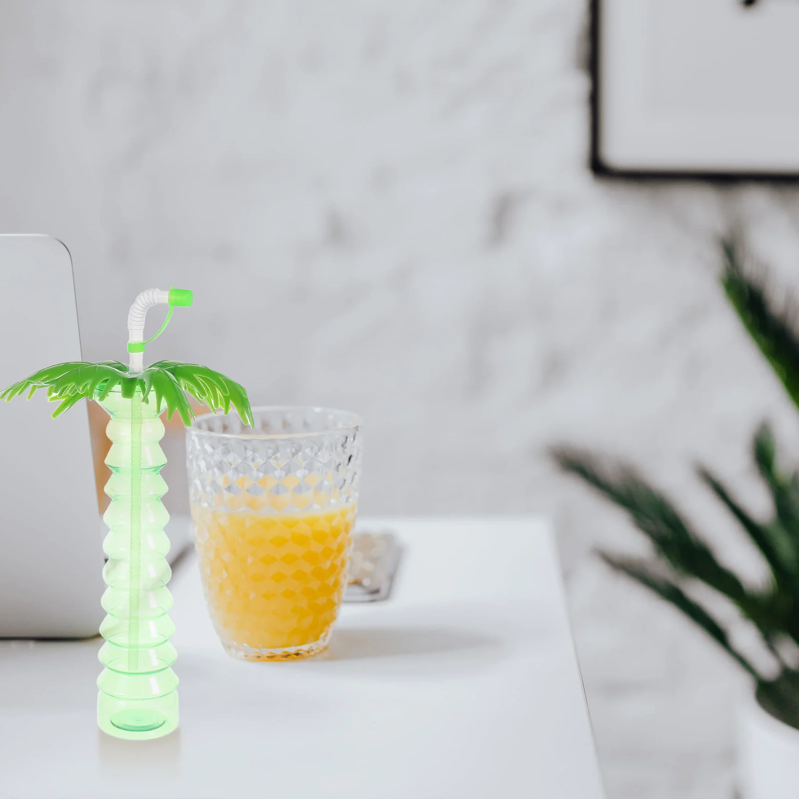 5 قطعة أكواب مشروبات نخيل جوز الهند أنيقة لحفلات هاواي تستخدم آمنة وغير سامة إبداعية من القش أكواب زجاجات عصير كوب شجرة جوز الهند #4