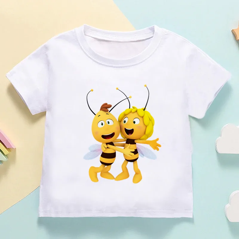 Little Bee Maya Cartoon Kids T shirt Funny Casual Girls Summer Tops Baby Boys Clothes Children Short Sleeve O-Neck T-shirts