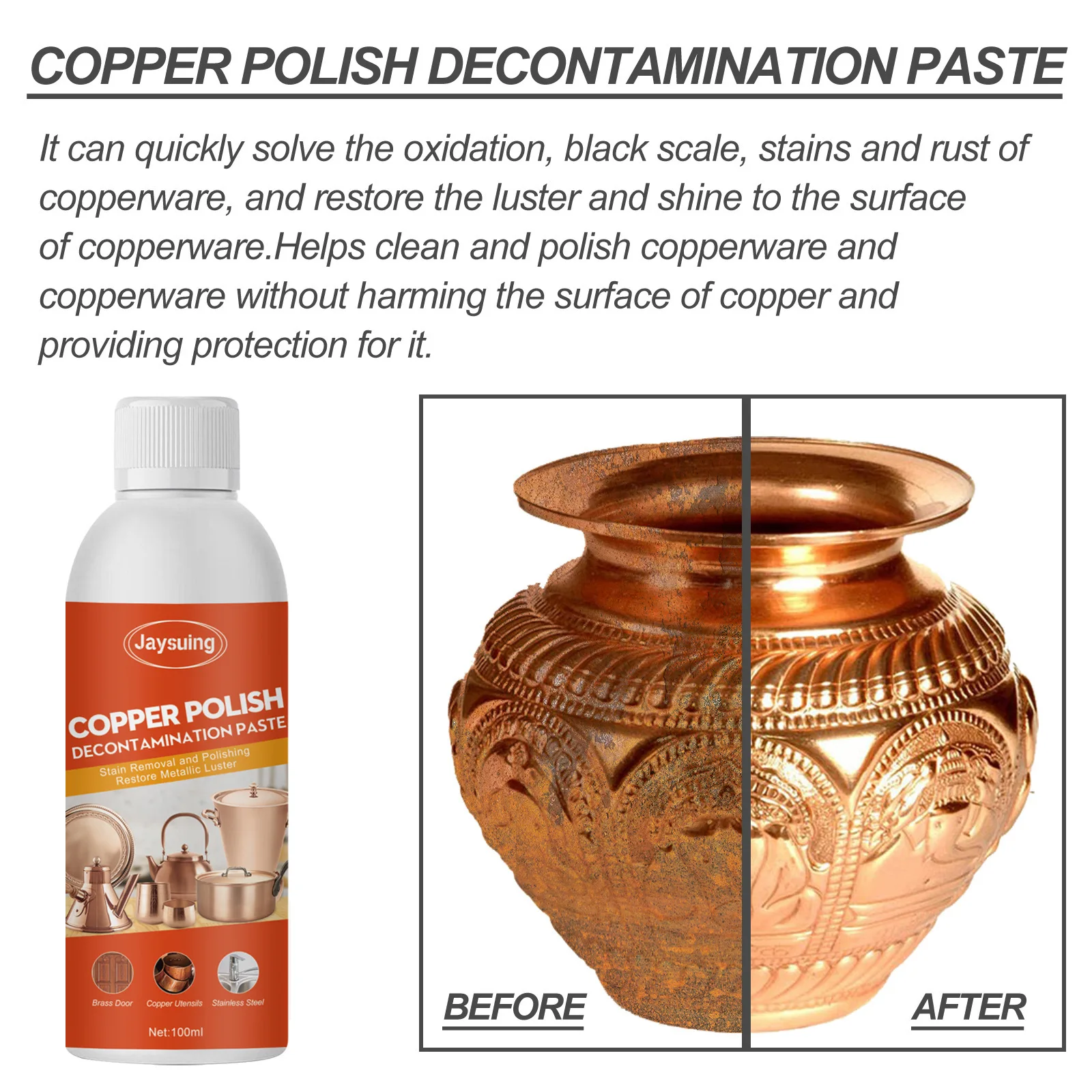 100ml Metal PolishingAgent Rust Remover For Pots Pans And Utensils Copper Brightening Polishing Tools Home Metal Cleaner