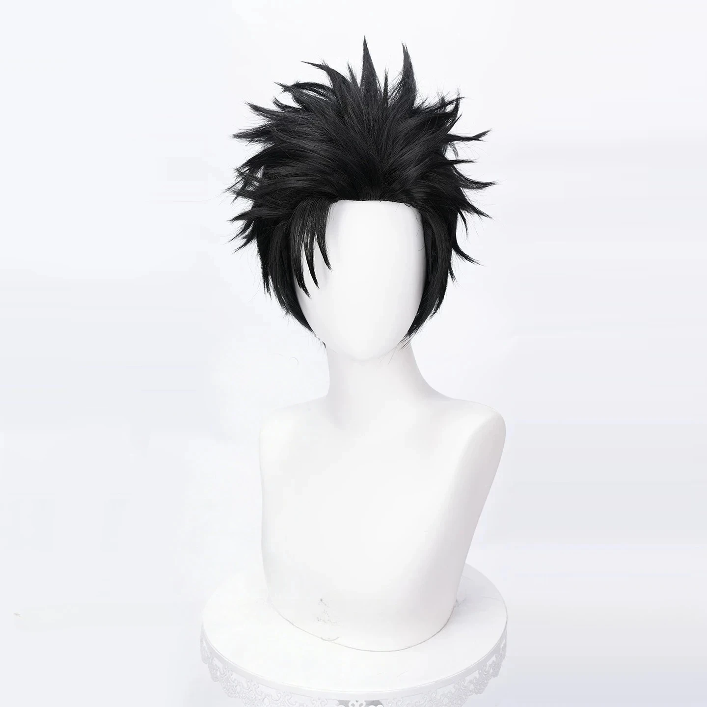 Schwarze, stachelige, nach hinten gekämmte Kurzhaar-Perücke, hitzebeständig, für Herren, für Halloween-Party, Anime, Jujutsu Kaisen, Hiromi Higuruma, Cosplay-Perücke