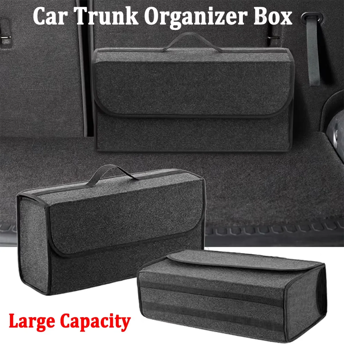 Car Trunk Organizer Stowing Tidying Container Bags Portable Foldable Vehicle Trunk Felt Storage Box Auto Interior Accessories