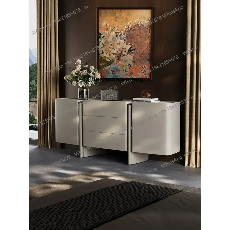 

Italian minimalist chest, bedroom light luxury marble, bedside locker, wall storage cabinet