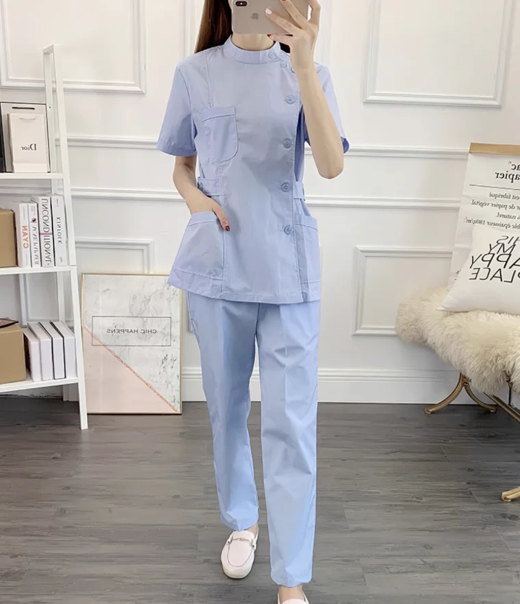 Women's Standing Collar Long Sleeved Dental Hospital Nurse Uniform Work Uniform